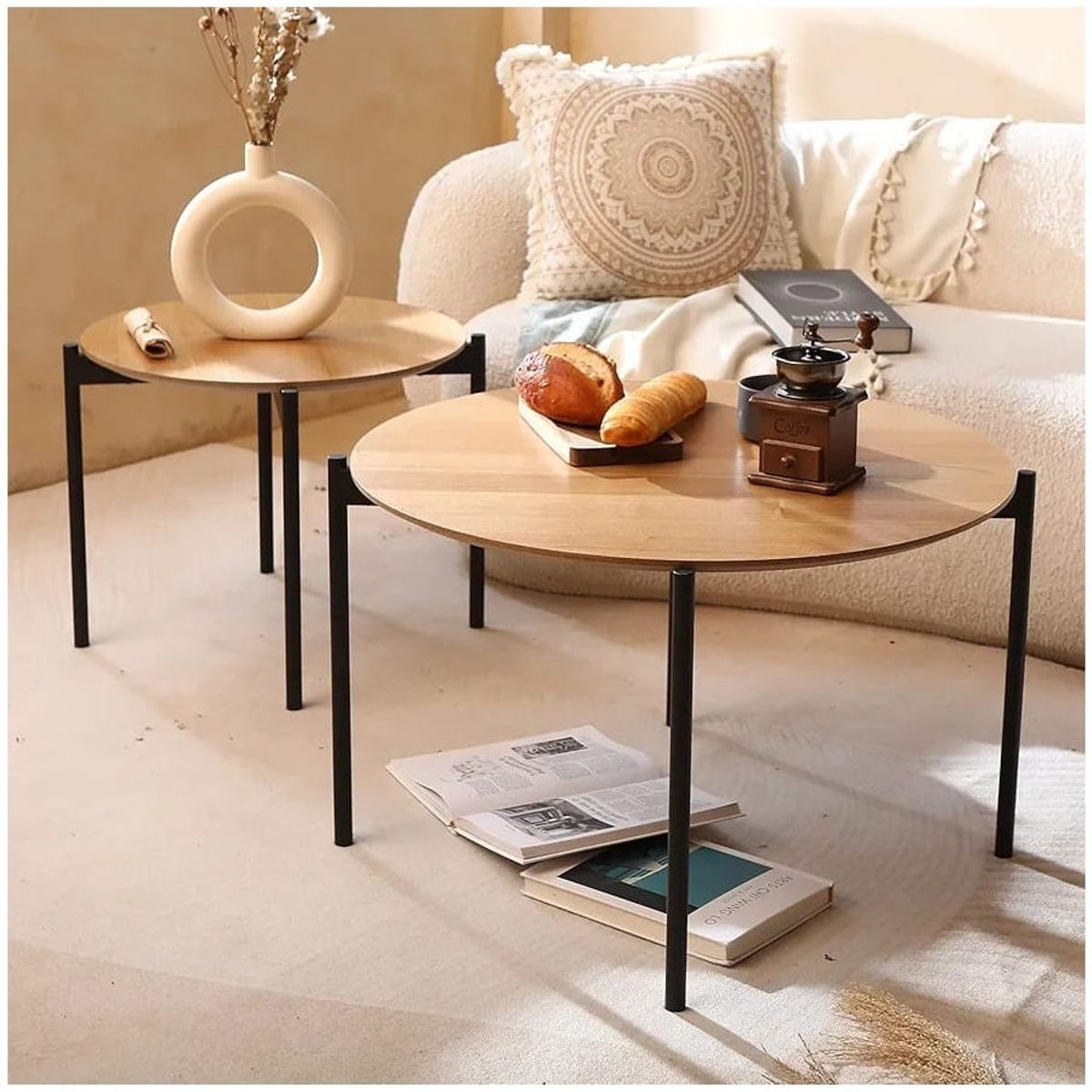 GENERICO - Mesas de centro estilo nido circular industrial panela