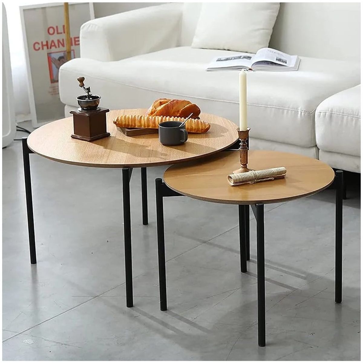 GENERICO - Mesas de centro estilo nido circular industrial panela