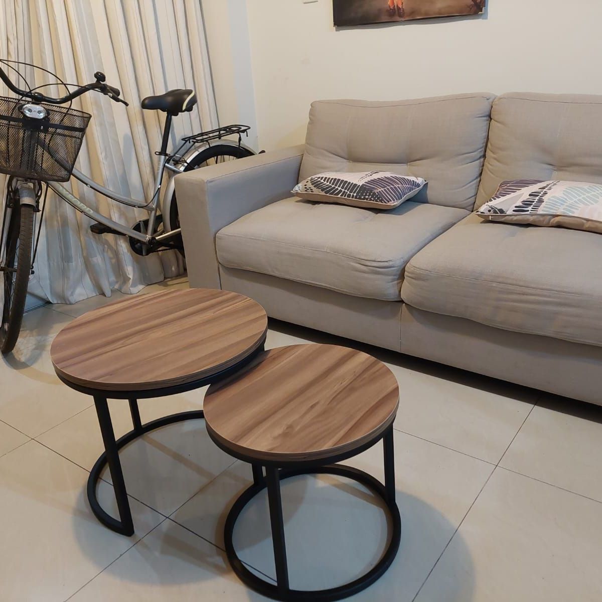 GENERICO - Mesas de centro estilo nido circular industrial marrón