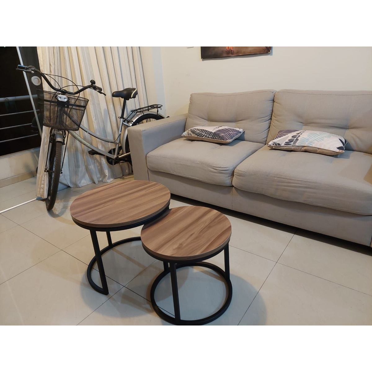 GENERICO - Mesas de centro estilo nido circular industrial marrón