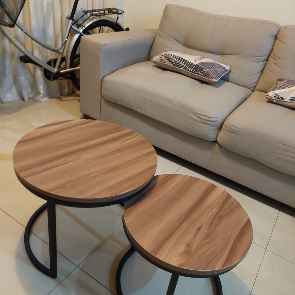 GENERICO - Mesas de centro estilo nido circular industrial marrón