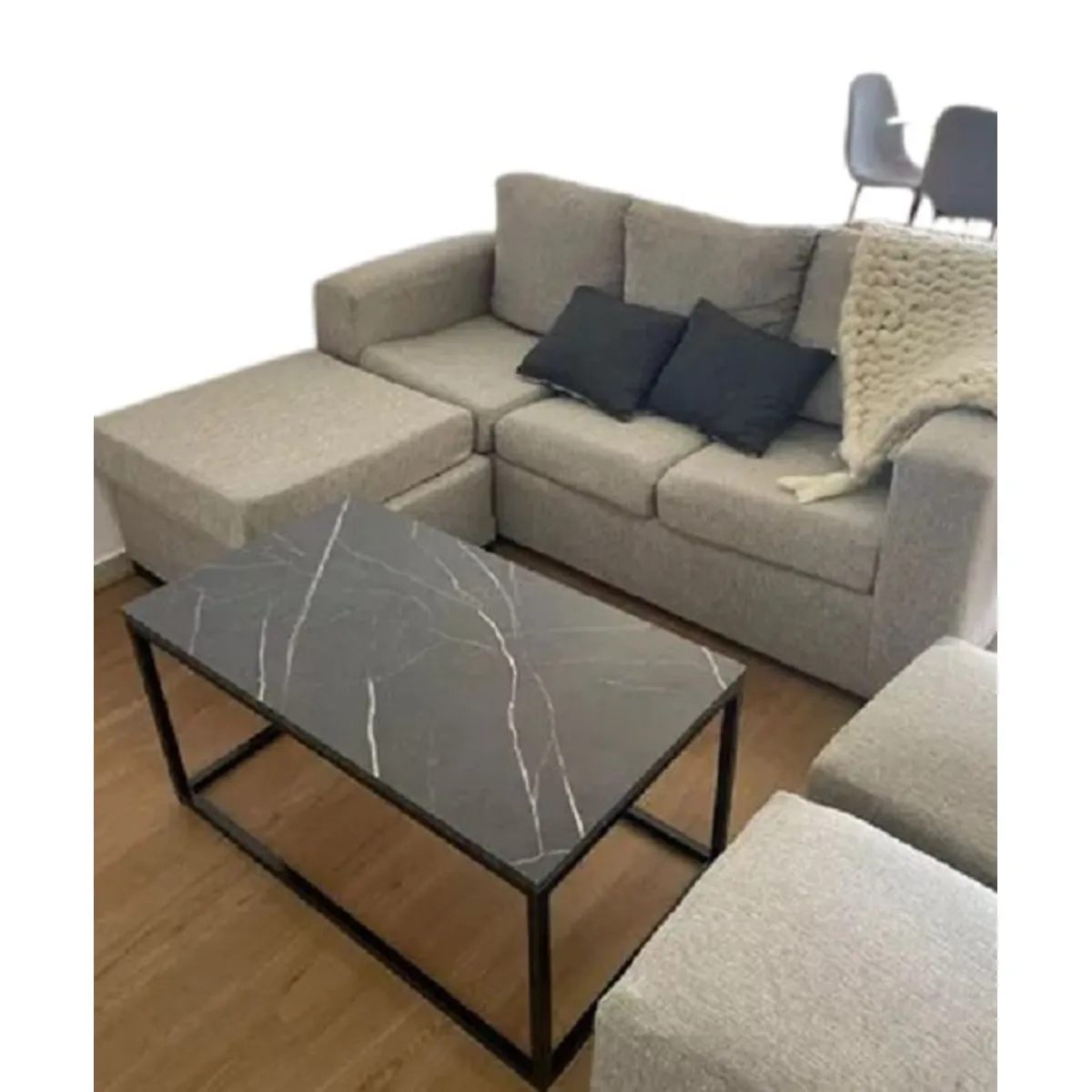 GENERICO - Mesa de centro industrial rectangular color viscaya 80x50x40