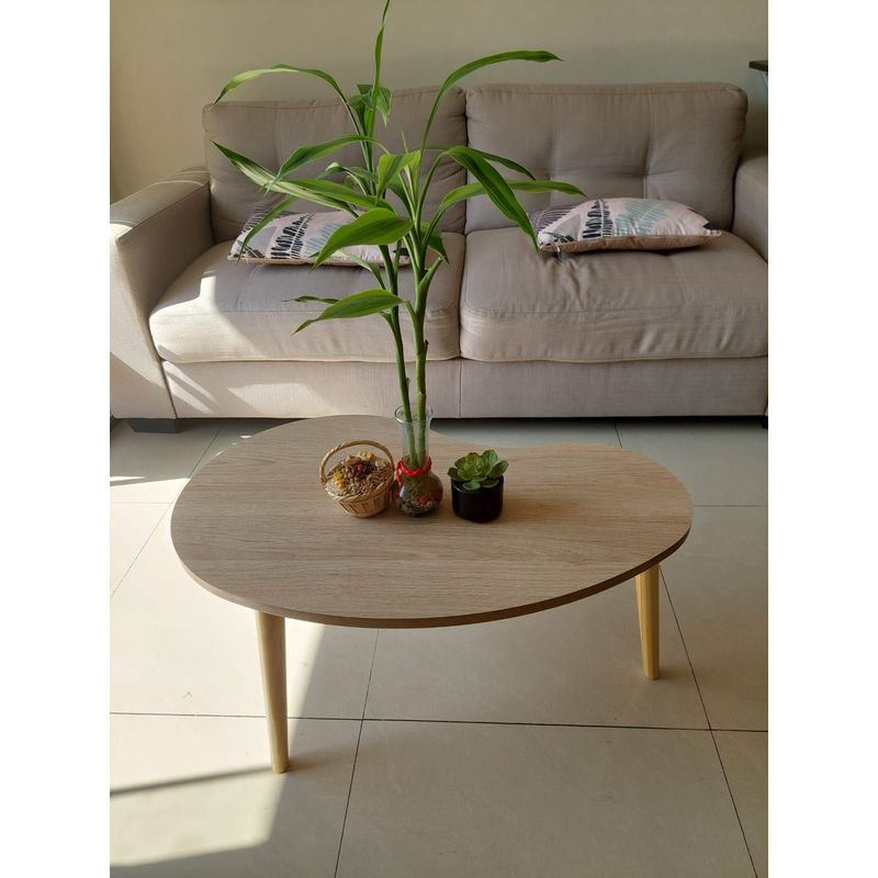 GENERICO - Mesa de centro estilo riñon con patas pino