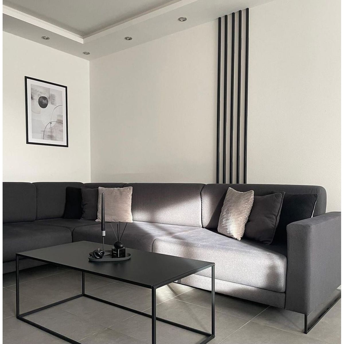 GENERICO - Mesa de centro rectangular negro 80x50x40