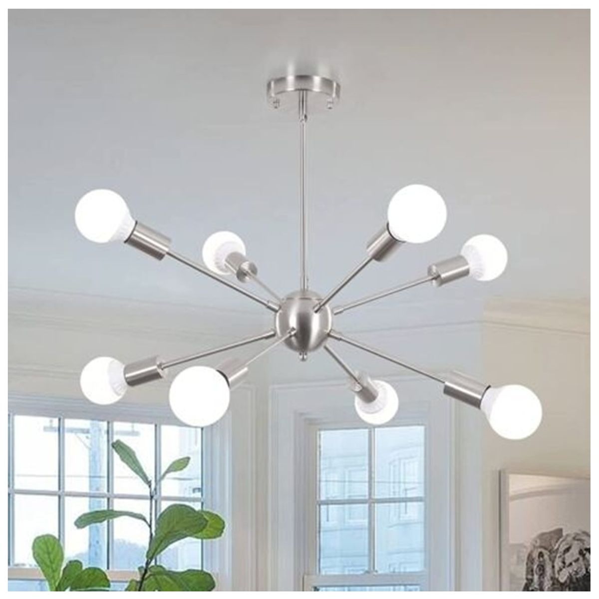 GENERICO - Lampara de Techo 8 Luces plateado - sin focos