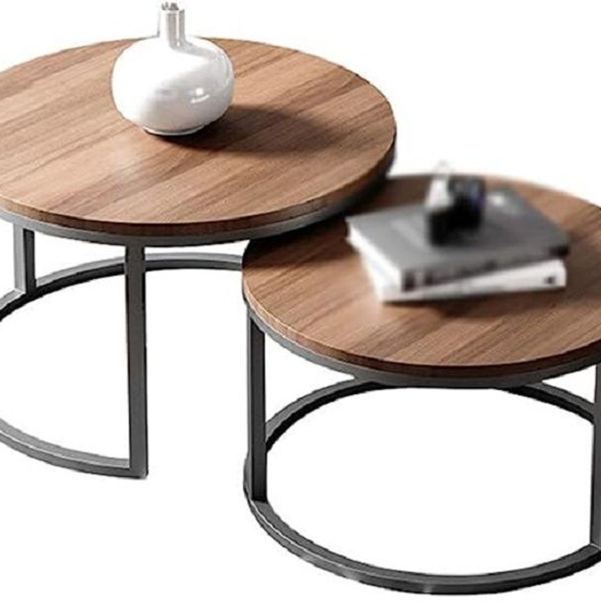 GENERICO - Mesas de centro estilo nido circular industrial marrón