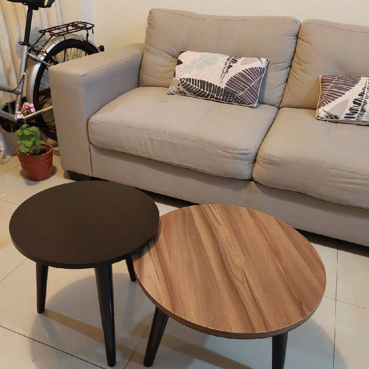 GENERICO - Mesa de centro estilo nido circular color negro y marrón