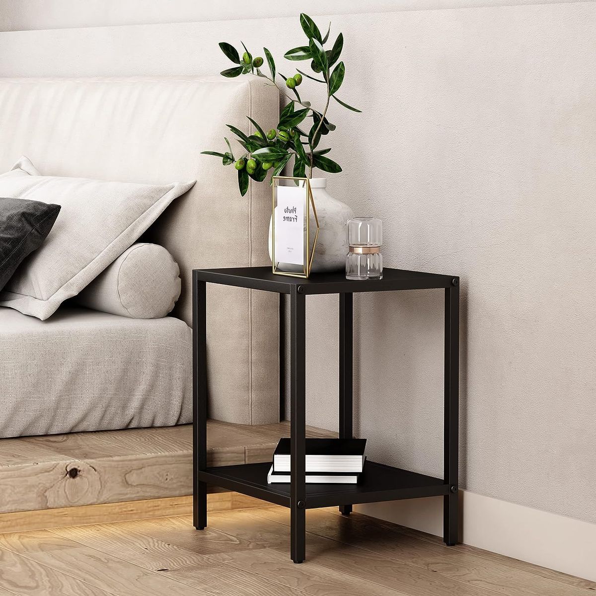 GENERICO - Mesa auxiliar industrial negro 40x40x60