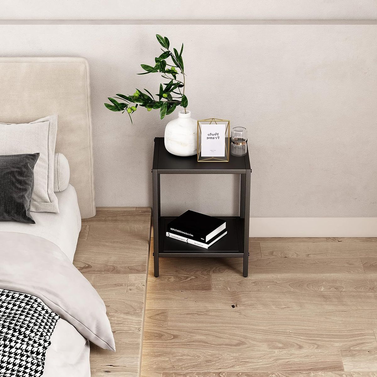 GENERICO - Mesa auxiliar industrial negro 40x40x60