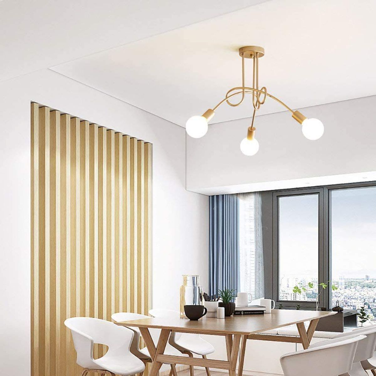 GENERICO - Lámpara colgante de 3 entradas modelo araña color dorado - Incluye 3 focos