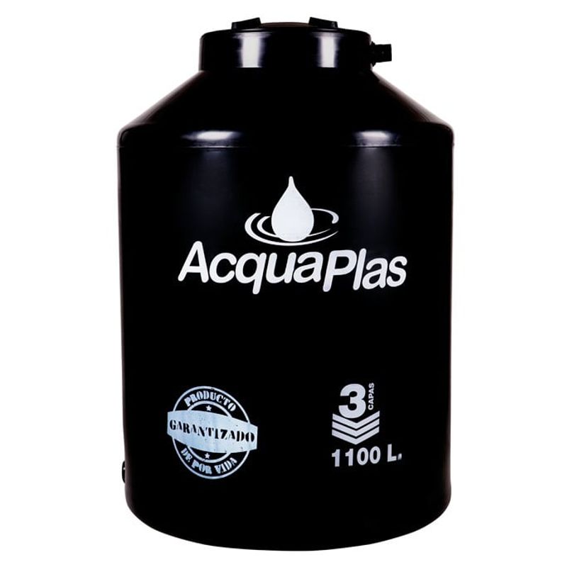 ACQUAPLAS - TANQUE PARA AGUA  ACQUAPLAS 1100 L NEGRO + ACCESORIOS.