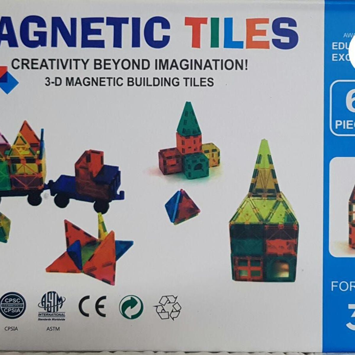 GENERICO - MAGNETIC TILES 60 PIEZAS MAGNÉTICAS