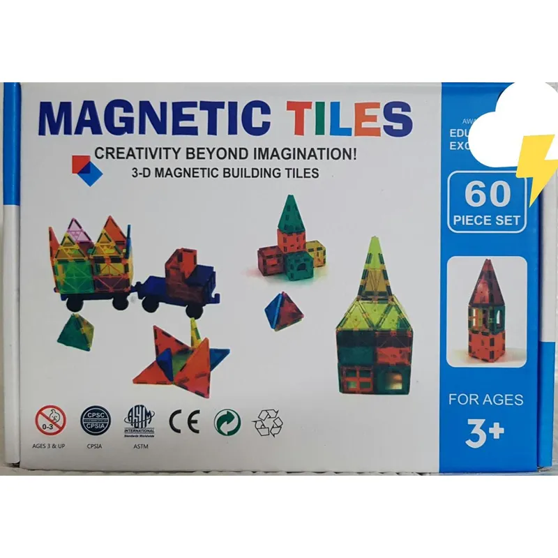 GENERICO - MAGNETIC TILES 60 PIEZAS MAGNÉTICAS