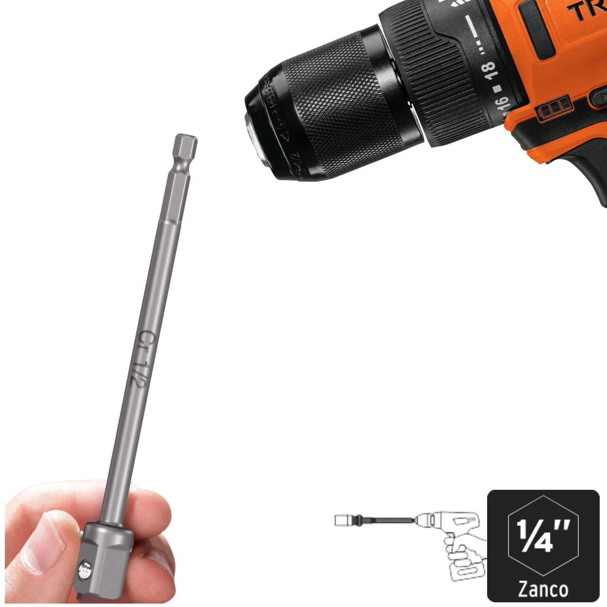 TRUPER - Juego de adaptadores largos para dados 3 piezas, 1/4", 3/8" y 1/2"