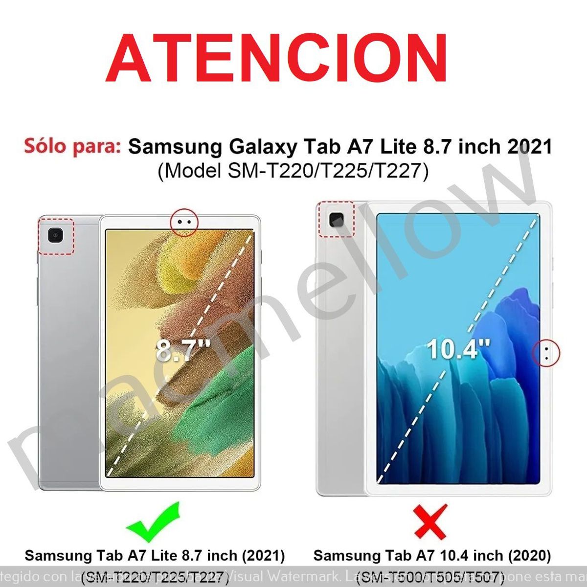 GENERICO - Funda de Cuero para Samsung Tab A7 Lite 8.7 SM-T220 Protector Case