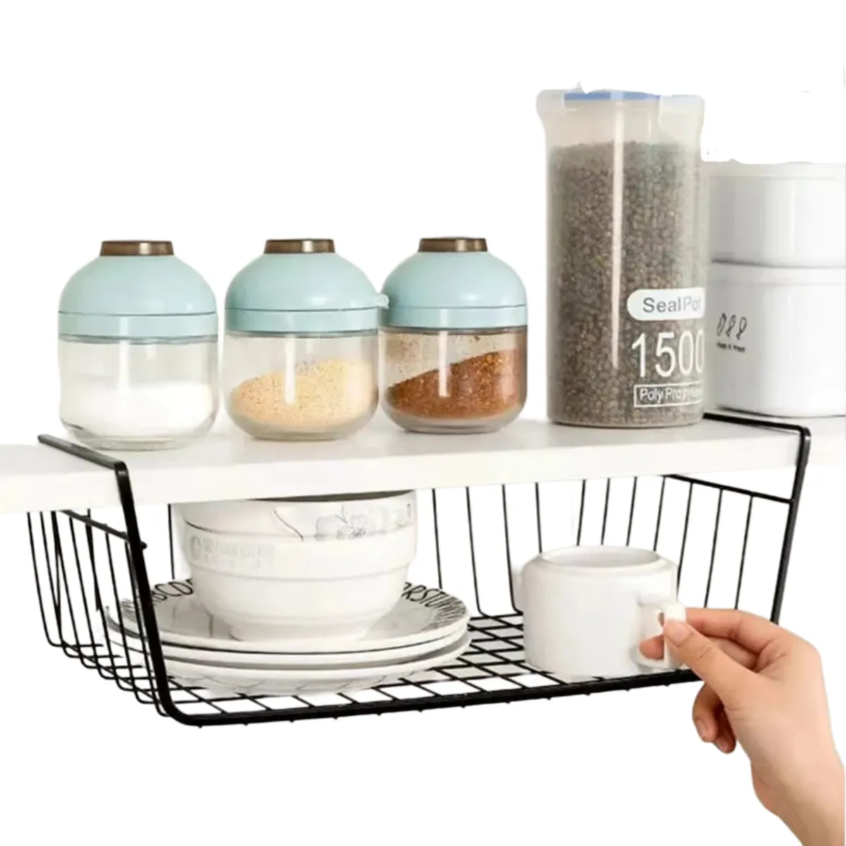 ELMEJORPRECIO - Canastilla Organizadora Colgante Grande Negro