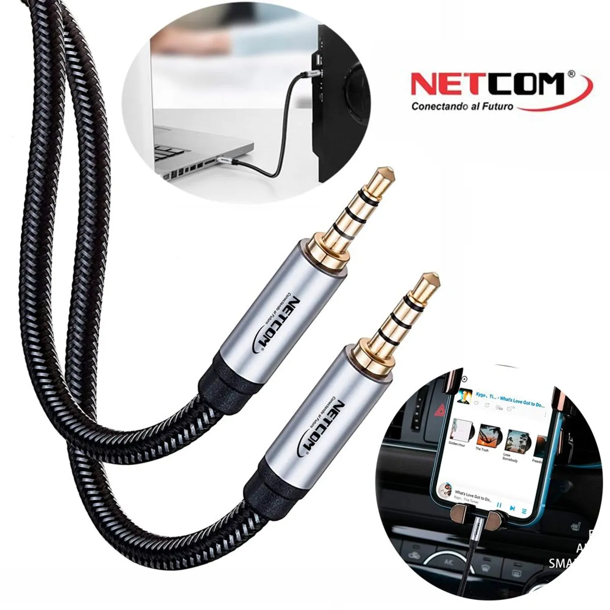 NETCOM - Cable de Audio Plug a Plug 3.5mm TRRS de 1.80 Metros NETCOM