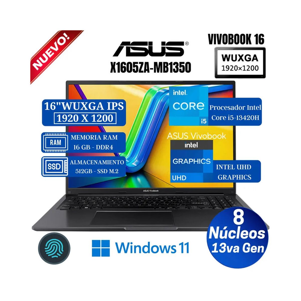 ASUS - LAPTOP ASUS VIVOBOOK 16 16' 1920x1200 I5 12500H 16GB 512GB W11