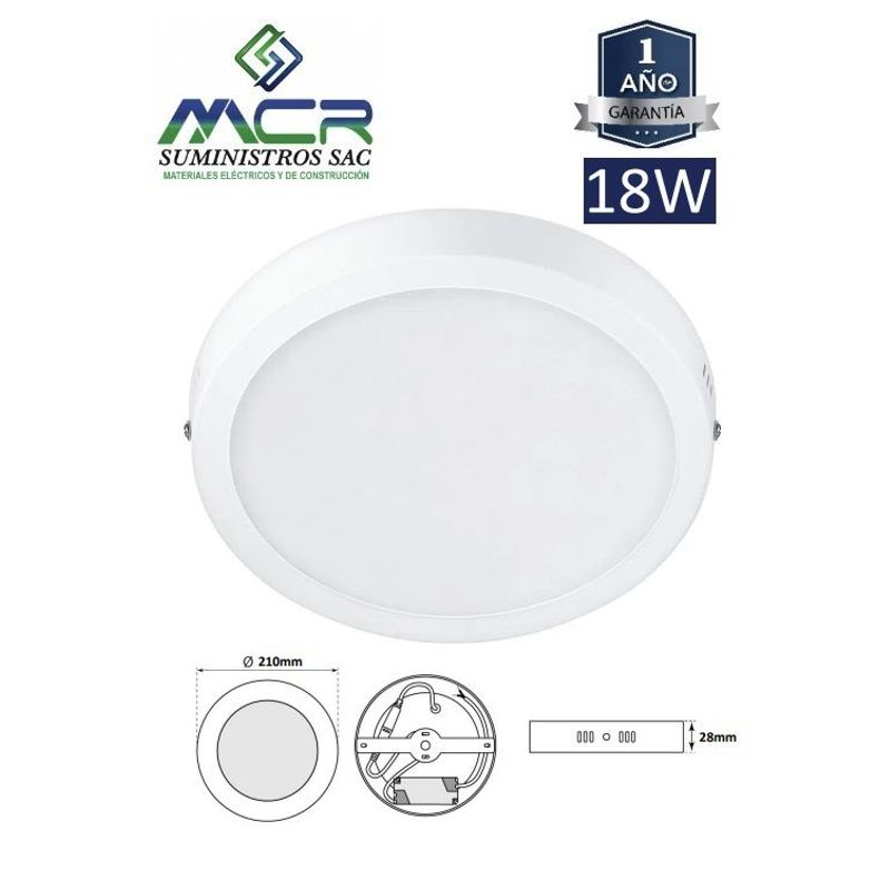 IMPORTADO MC - Downlight para Adosar 18W luminaria Luz calida 3000K IP20