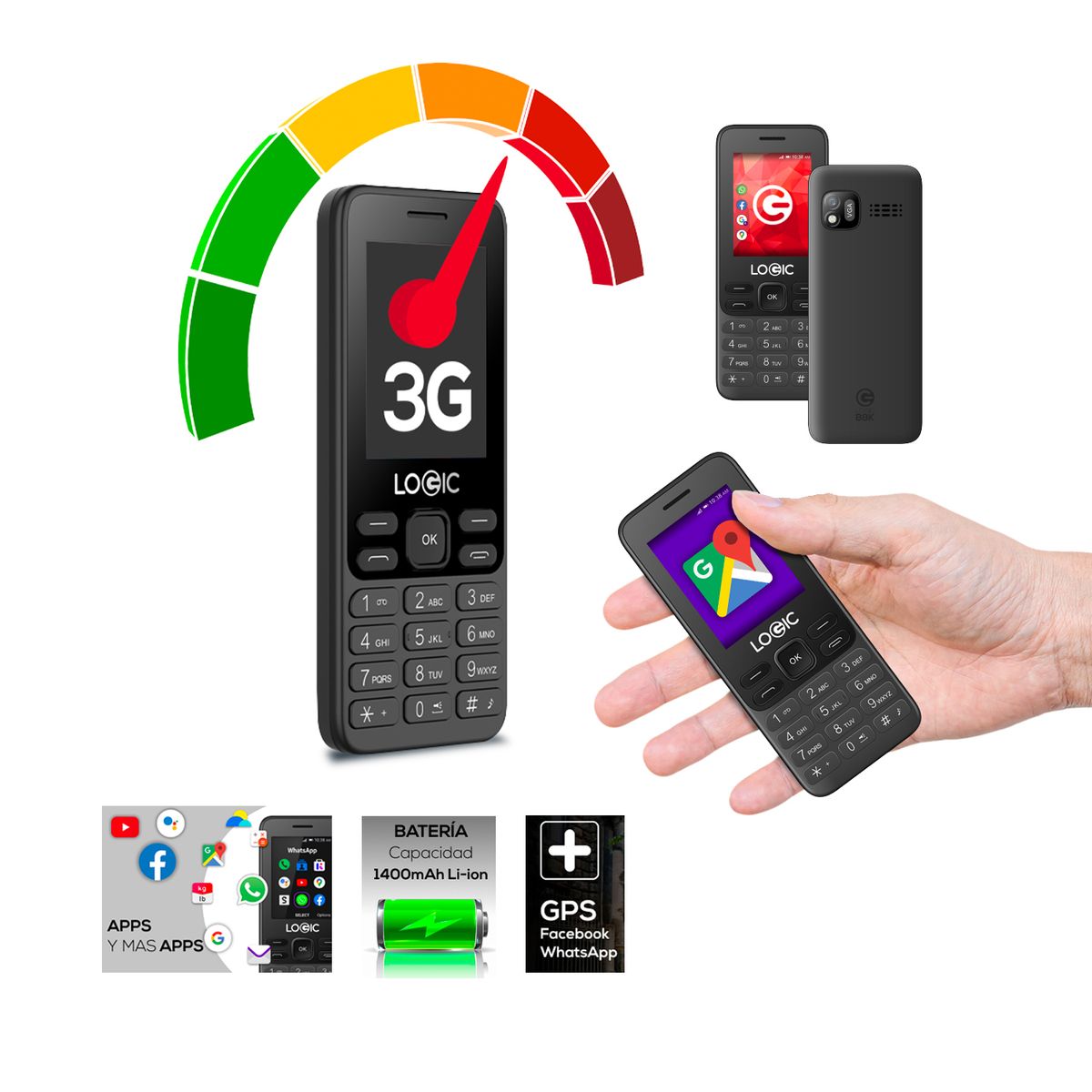 LOGIC - LOGIC B8K SOCIAL CONECTIVIDAD 3G COLOR NEGRO