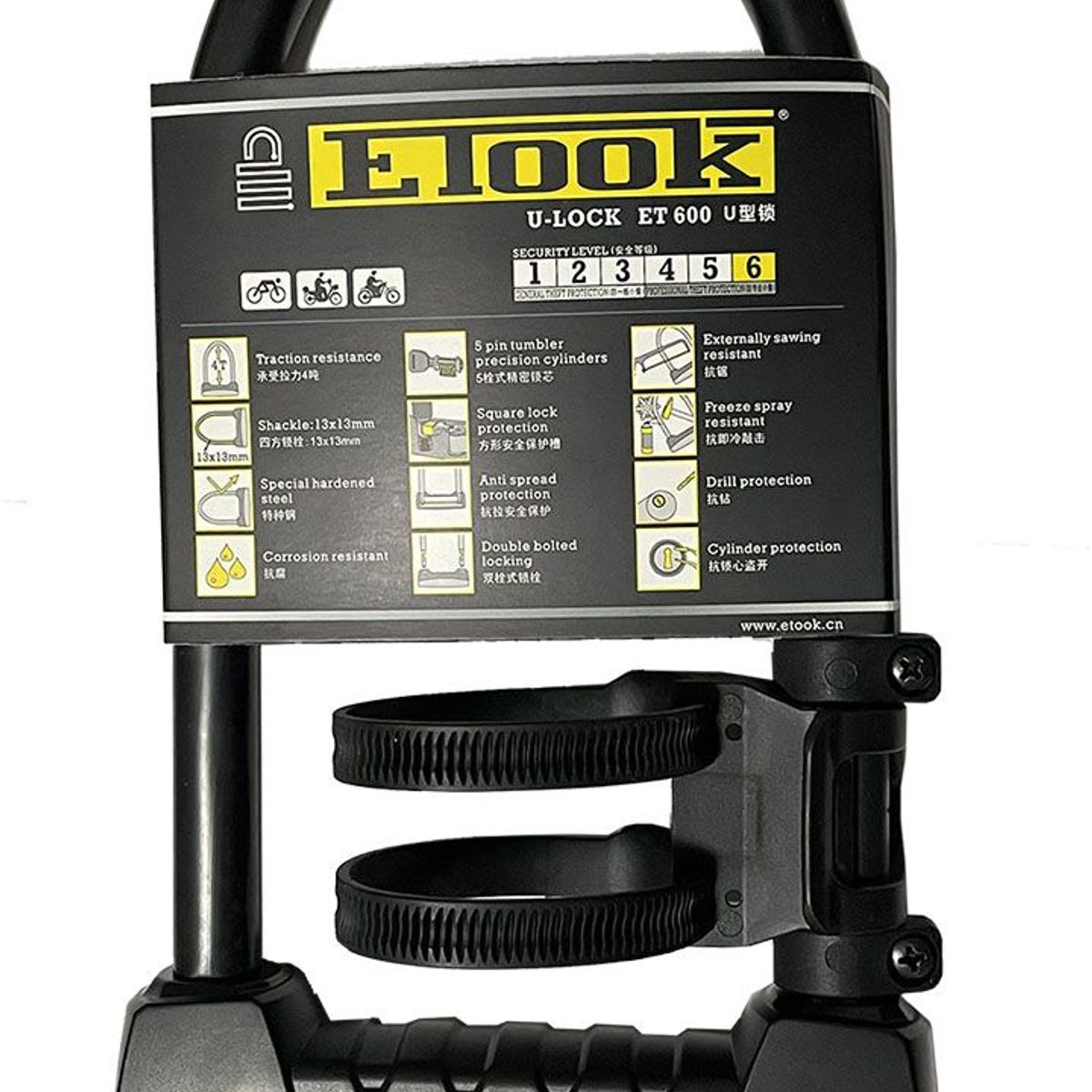 GENERICO - Candado U-lock Maxima seguridad Etook Nivel 6 Para Bicicleta