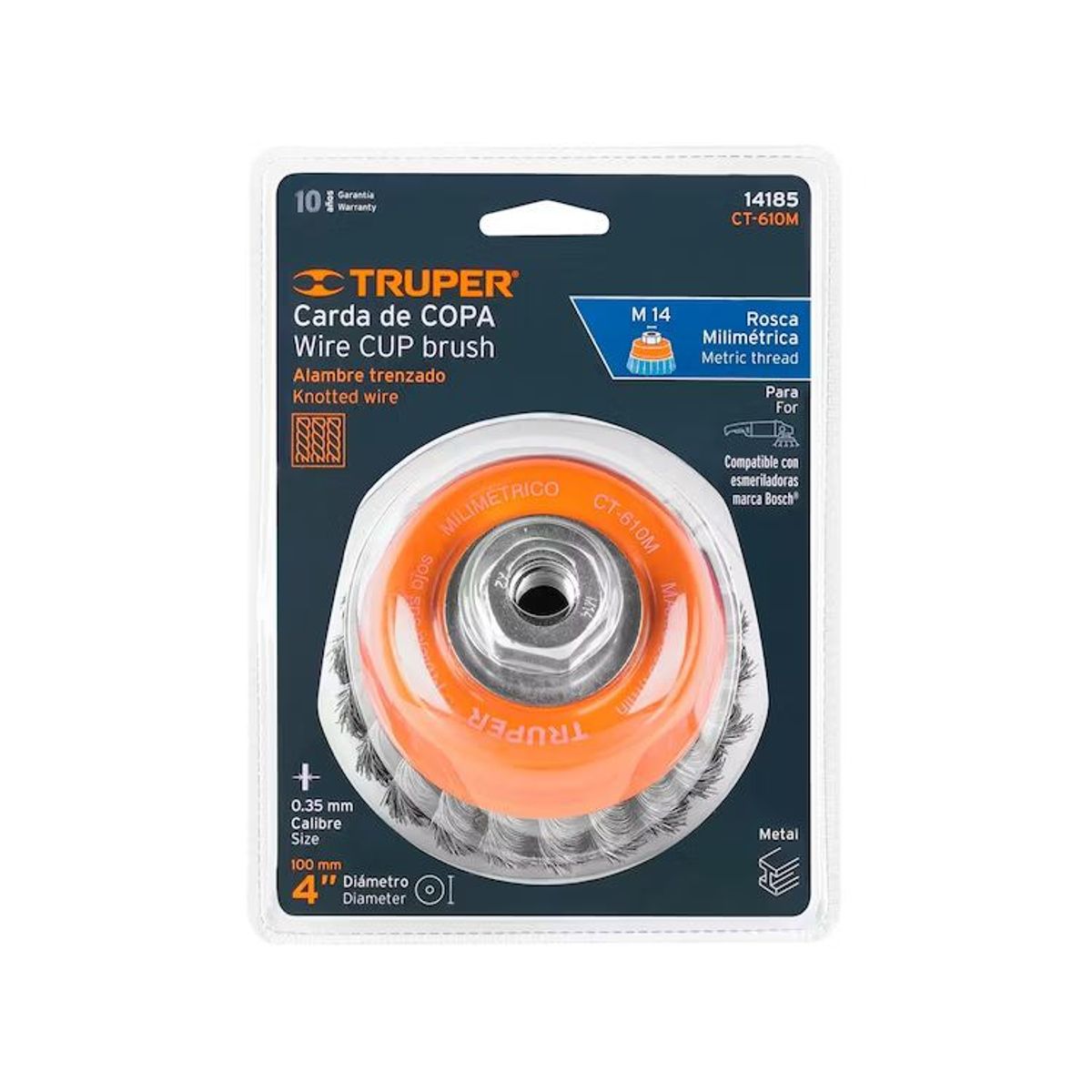 TRUPER - ESCOBILLA COPA TRENZADA FINO 4"-M14 14185 TRUPER