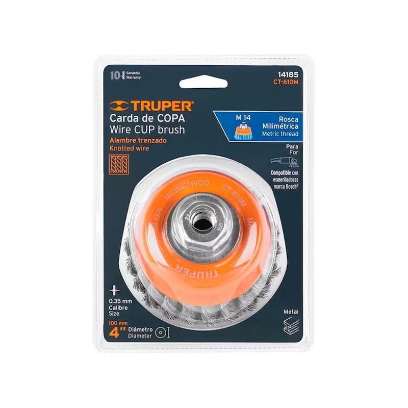 TRUPER - ESCOBILLA COPA TRENZADA FINO 4"-M14 14185 TRUPER