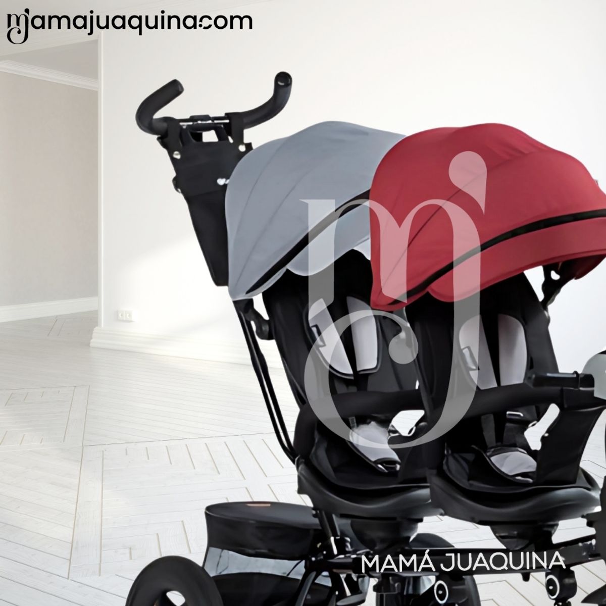 EBABY - Triciclo Guiador Gemelar «TWIN RACE» Edición Limitada RedGray