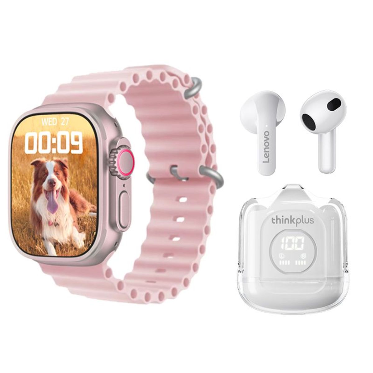 LENOVO - Lenovo XT65 De Audífonos tws-Blanco y Toumi Watch S8-Rosa