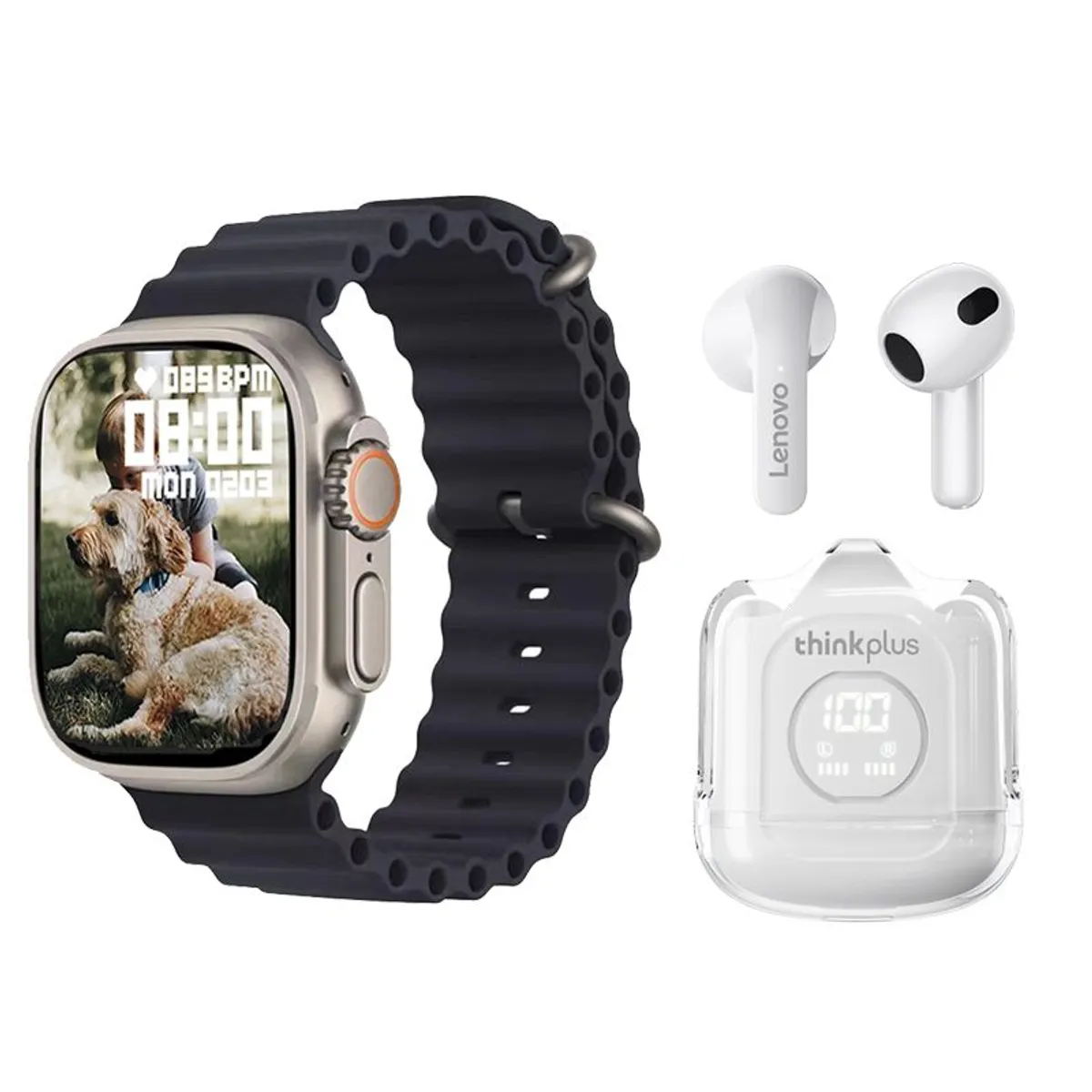 LENOVO - Lenovo XT65 De Audífonos tws-Blanco y Toumi Watch S8-Negro