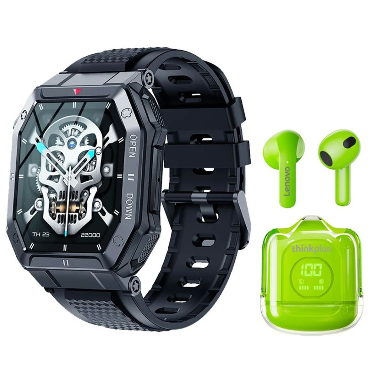LENOVO - Audífonos Lenovo XT65 De Tws-Verde y Toumi Watch GT-3-Negro