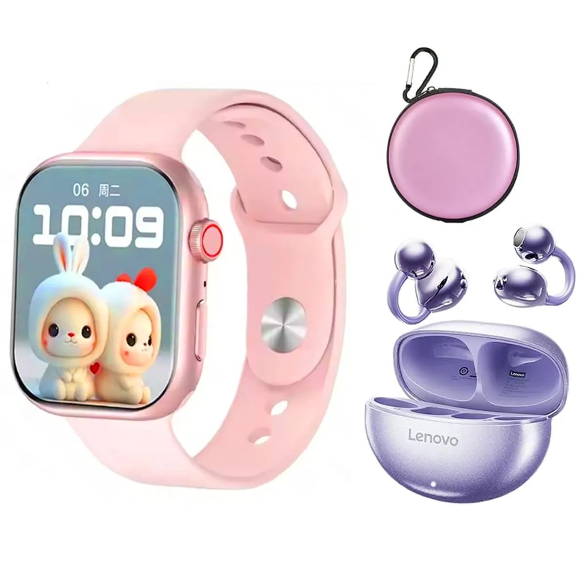 LENOVO - Audífonos Lenovo TA140 Morado Bluetooth y S10 P Reloj inteligente Bag