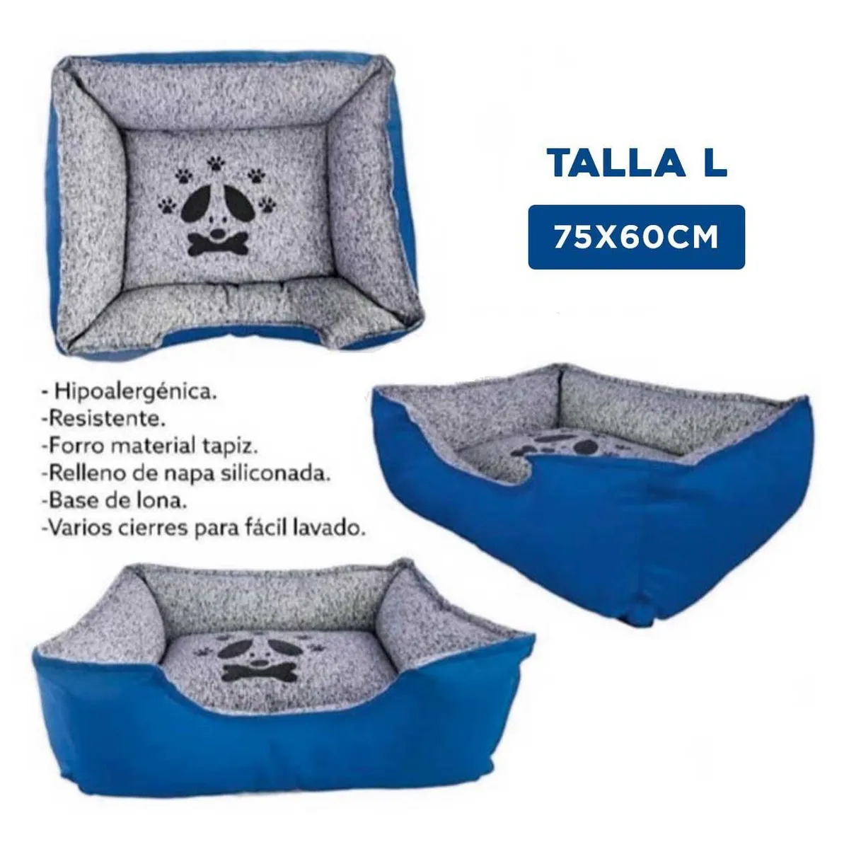 GENERICO - Colchoneta Rectangular Perro Azul Talla L