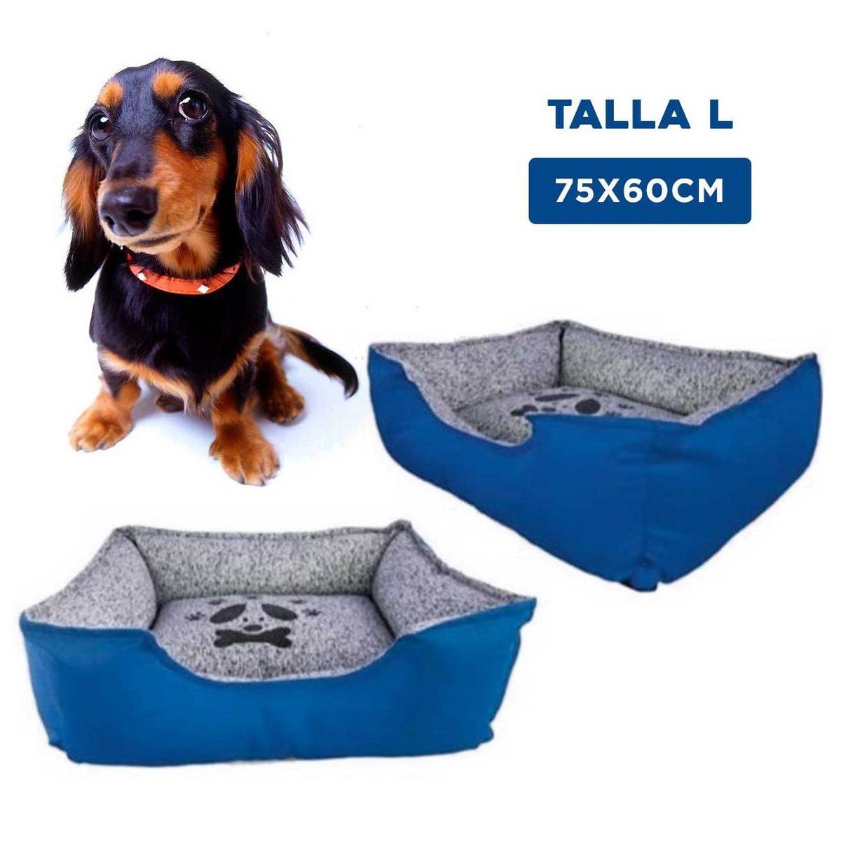 GENERICO - Colchoneta Rectangular Perro Azul Talla L