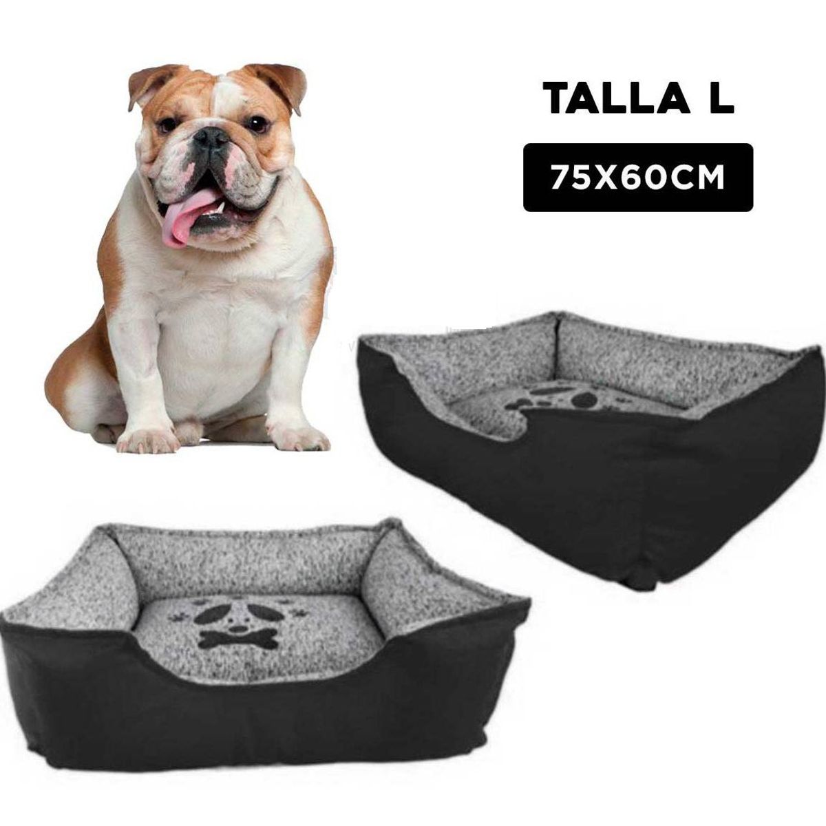 GENERICO - Cama para Perro Negro Talla L