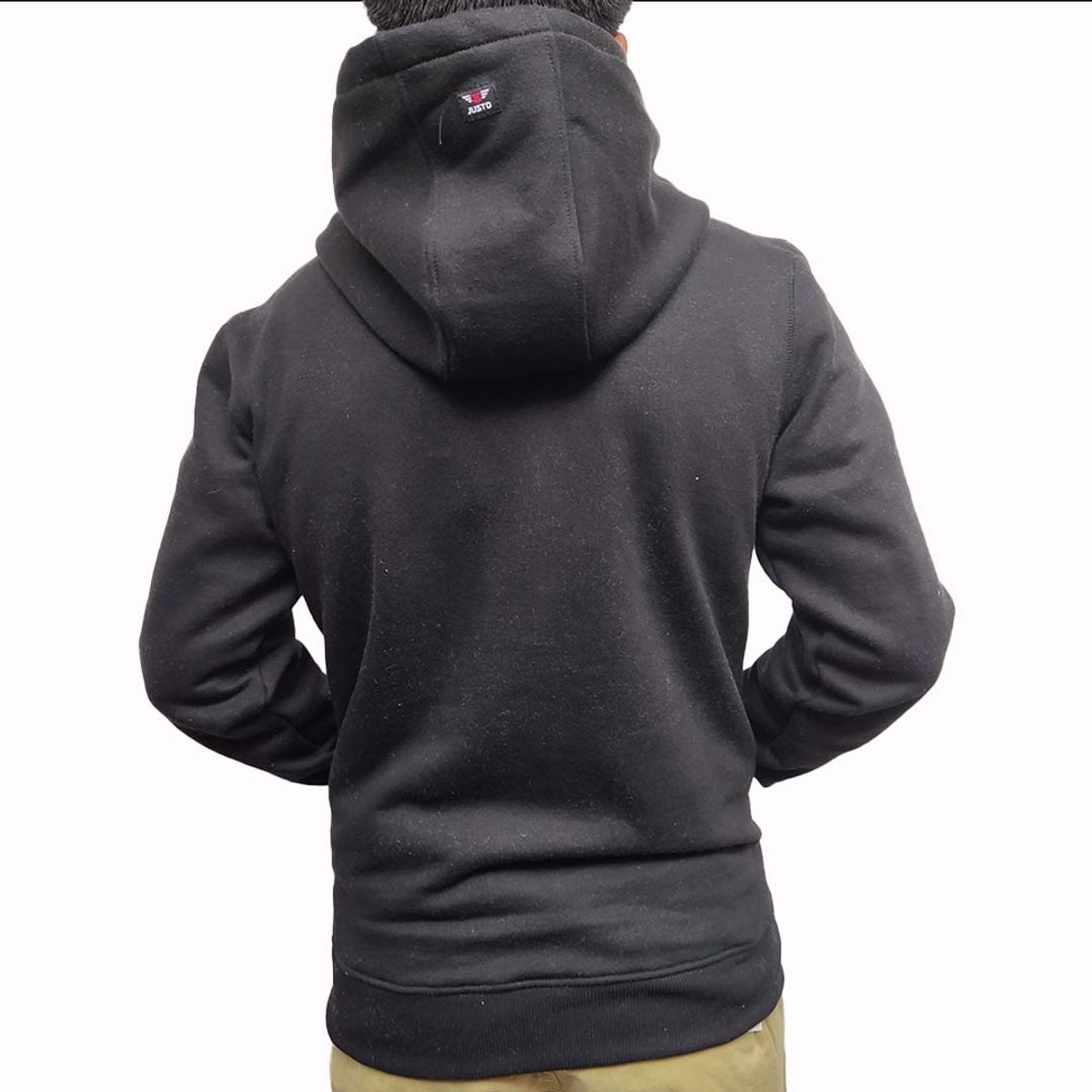 JUST - POLERA NEGRO HOODIE - HOMBRE FRANELA