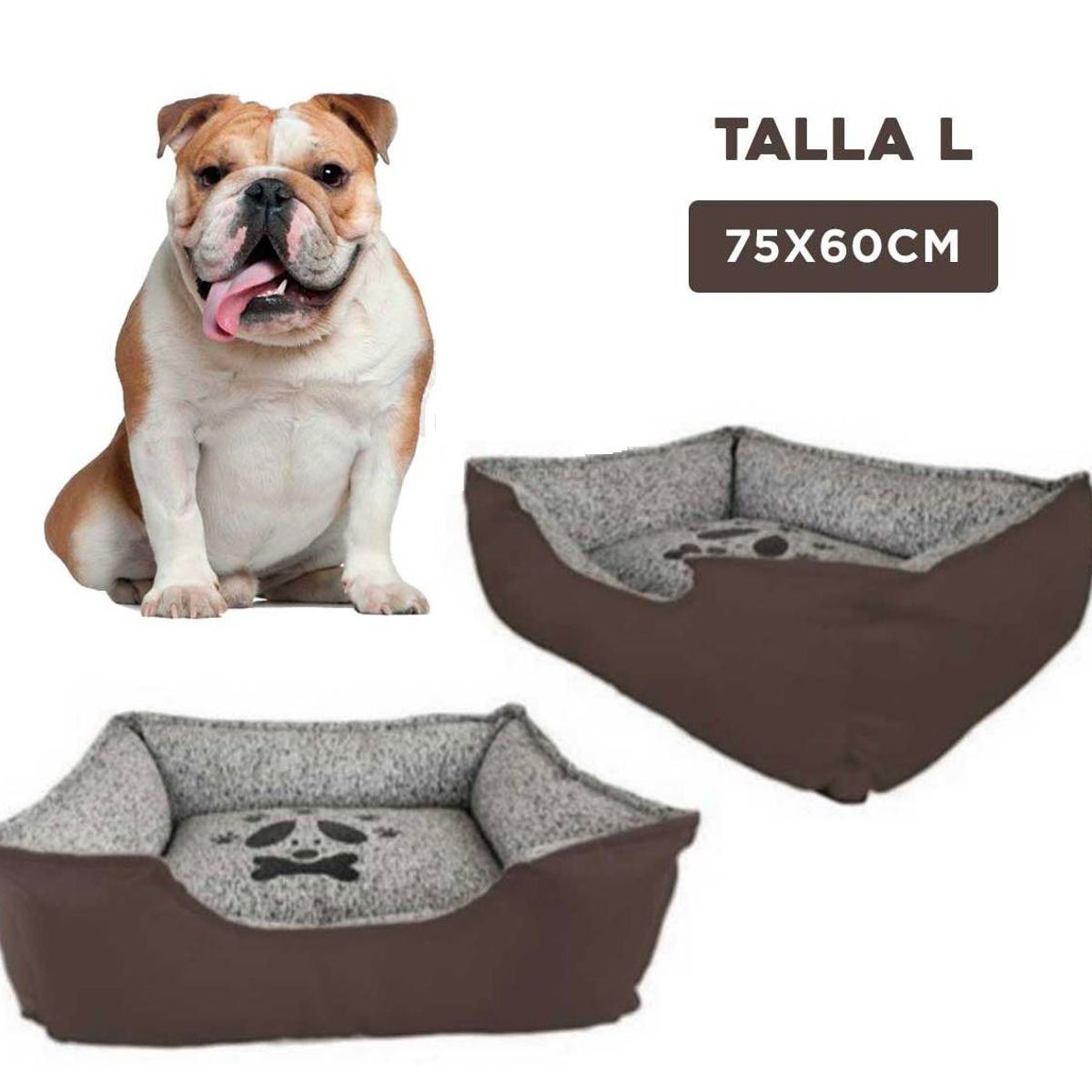 GENERICO - Colchoneta Rectangular Perro Marron Talla L