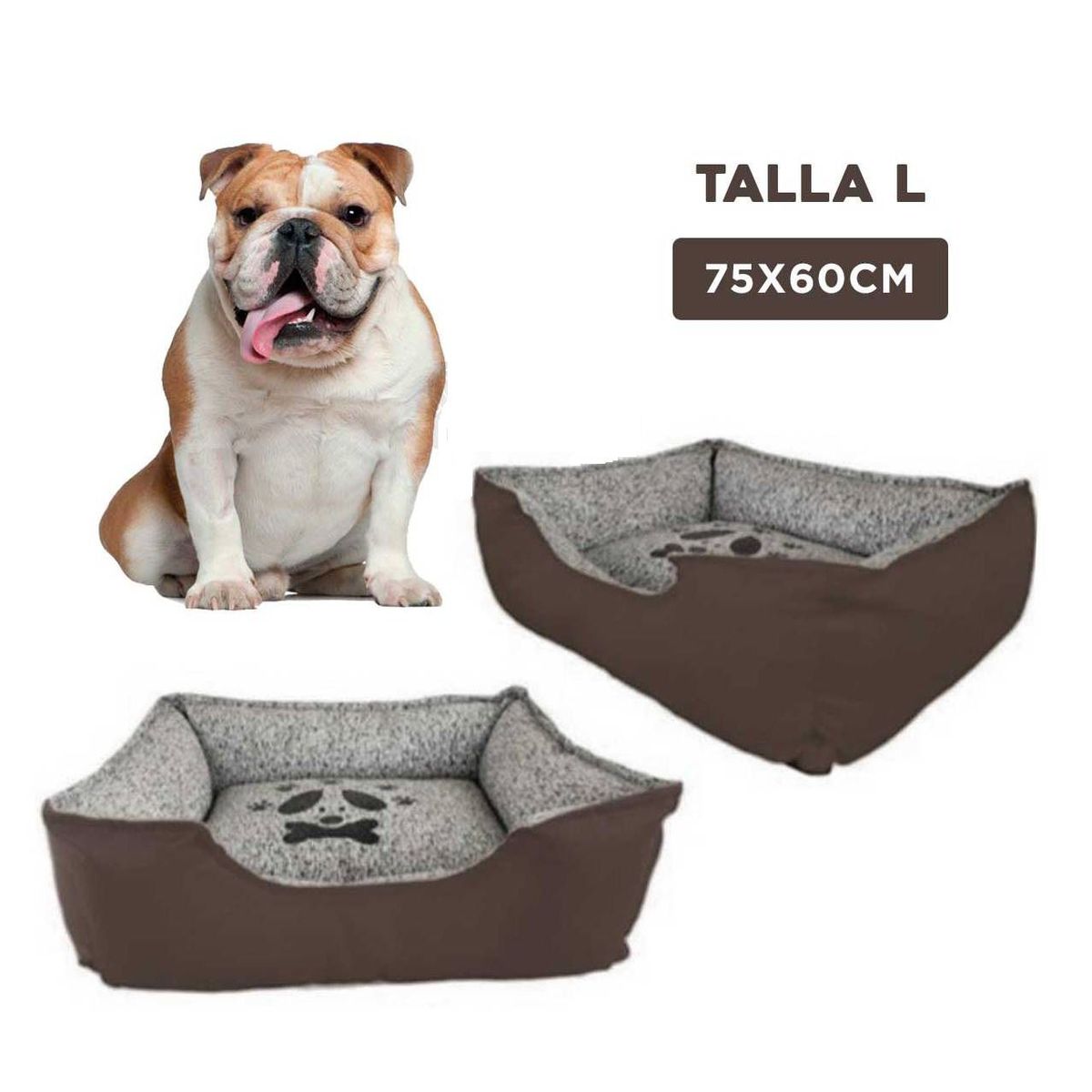 GENERICO - Colchoneta Rectangular Perro Marron Talla L