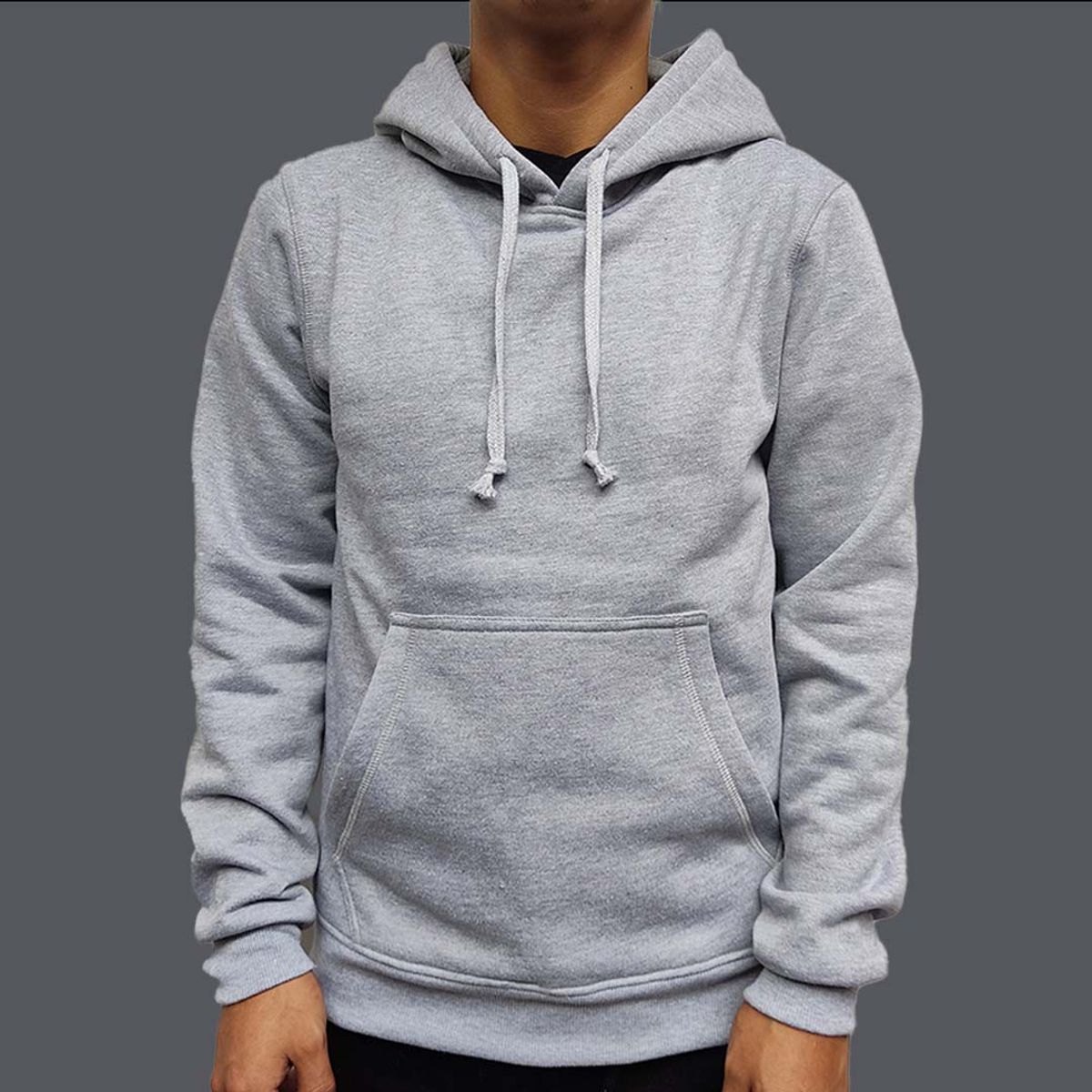 JUST - POLERA PLOMO HOODIE HOMBRE FRANELA - MELANGE