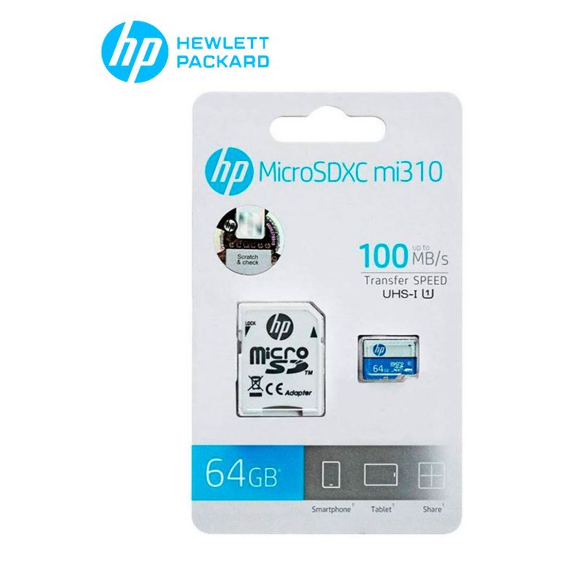 HP - Memoria MICRO SD Mi310 HP 64GB -blanco