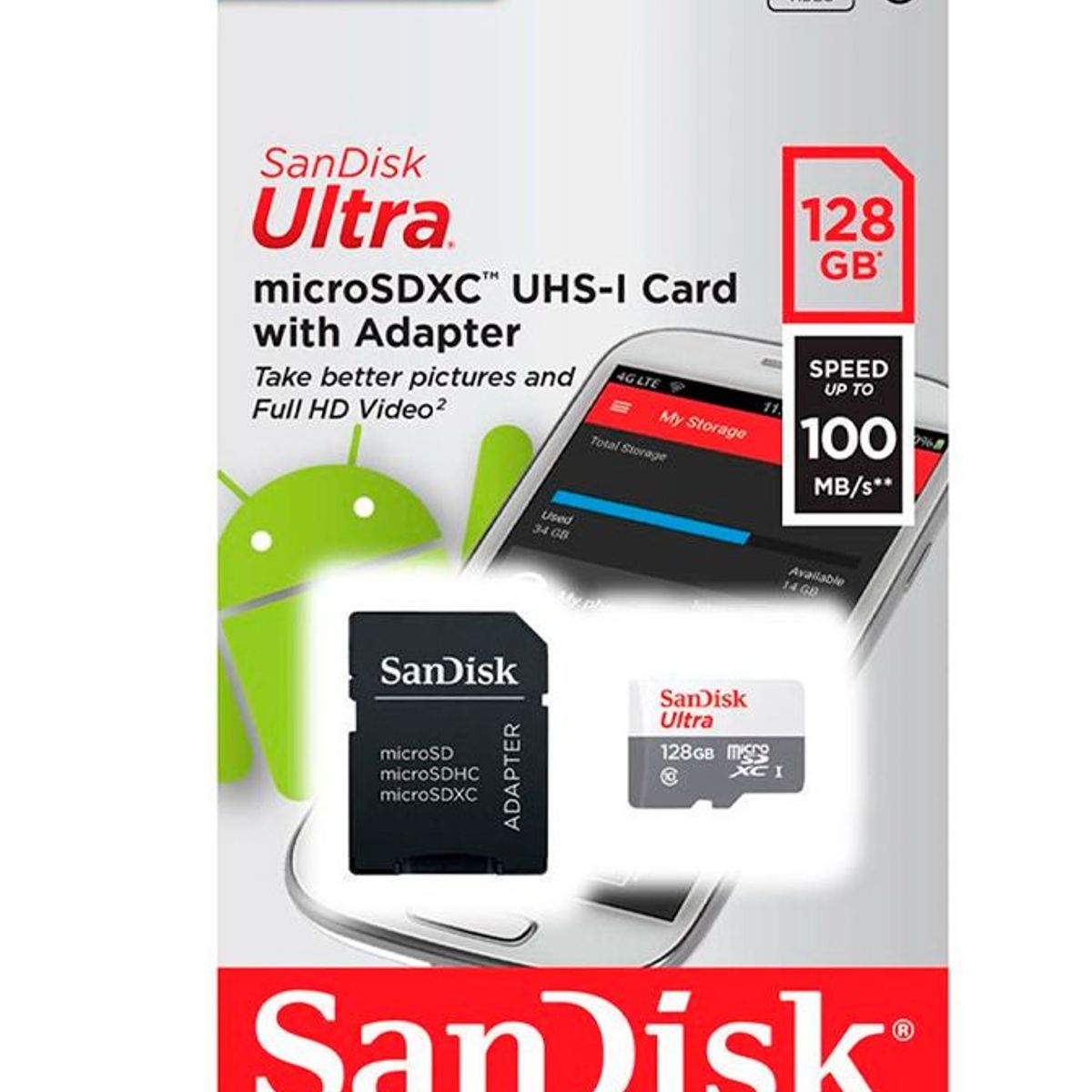 SANDISK - Memoria Flash Sandisk Ultra MicroSDHC 128 gb -negro