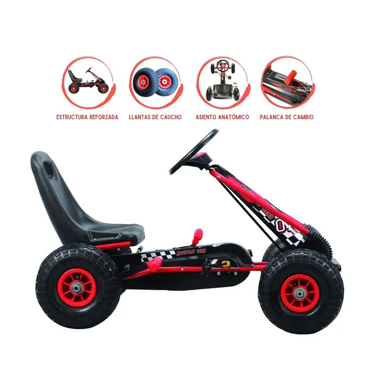 GENERICO - Go Kart Carro A Pedal Chachicar Rojo Llantas Inflables