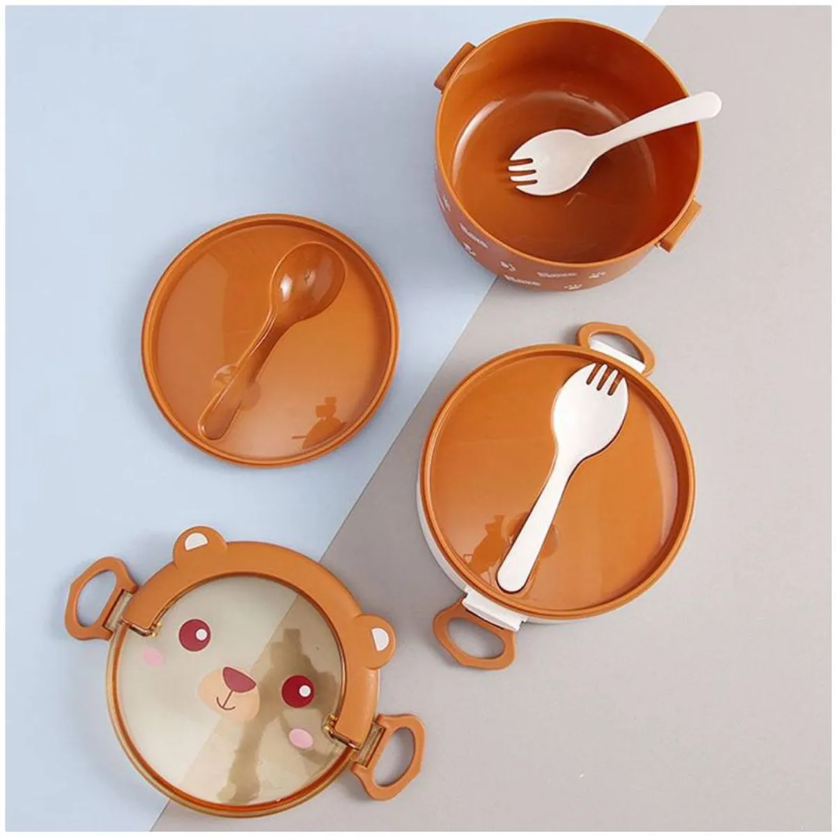 INSPIRA MARKET - Taper fiambrera portátil contenedor de alimentos osito 2 niveles