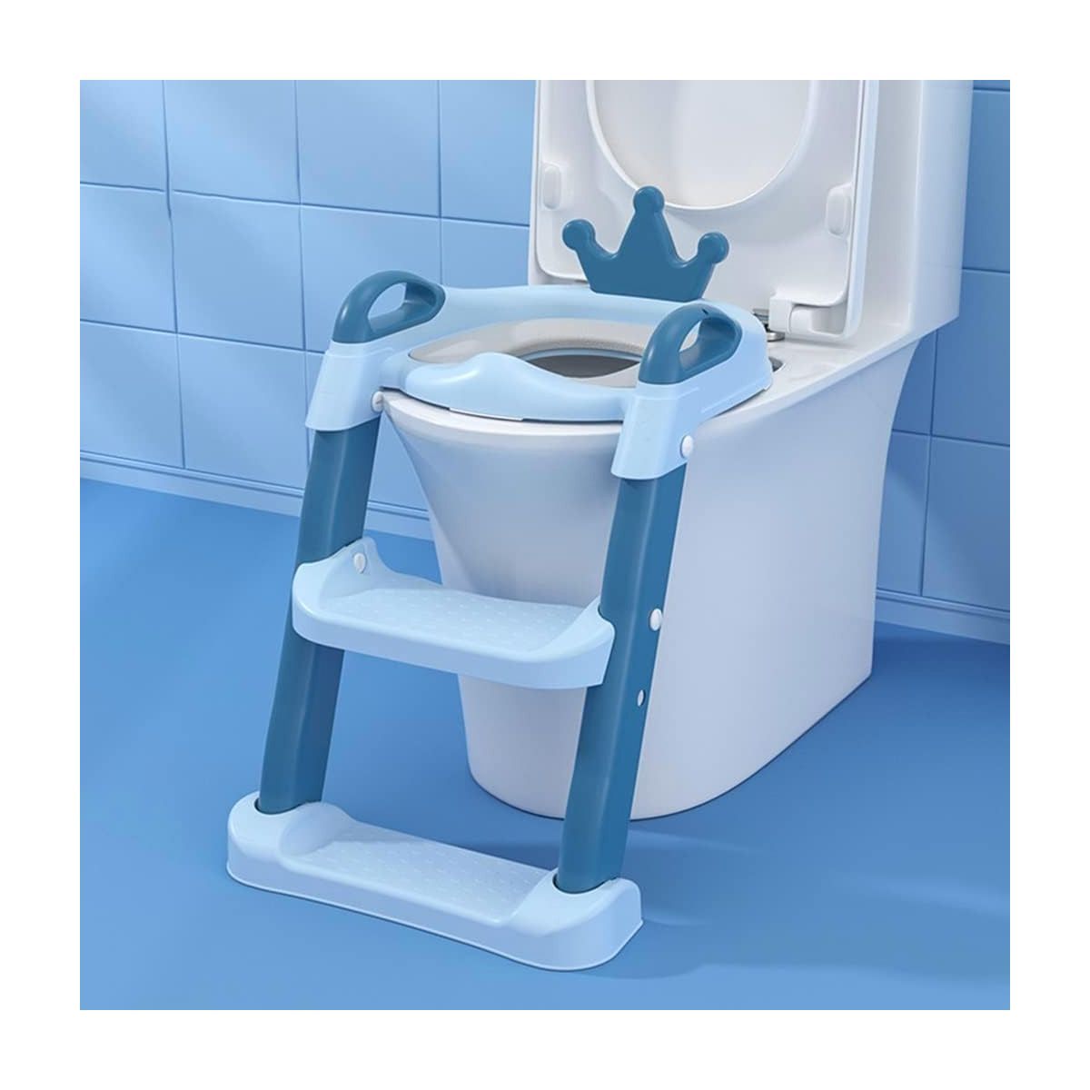 GRETAIL - Inodoro Bacín Asiento Infantil Niño Con Escalera Celeste