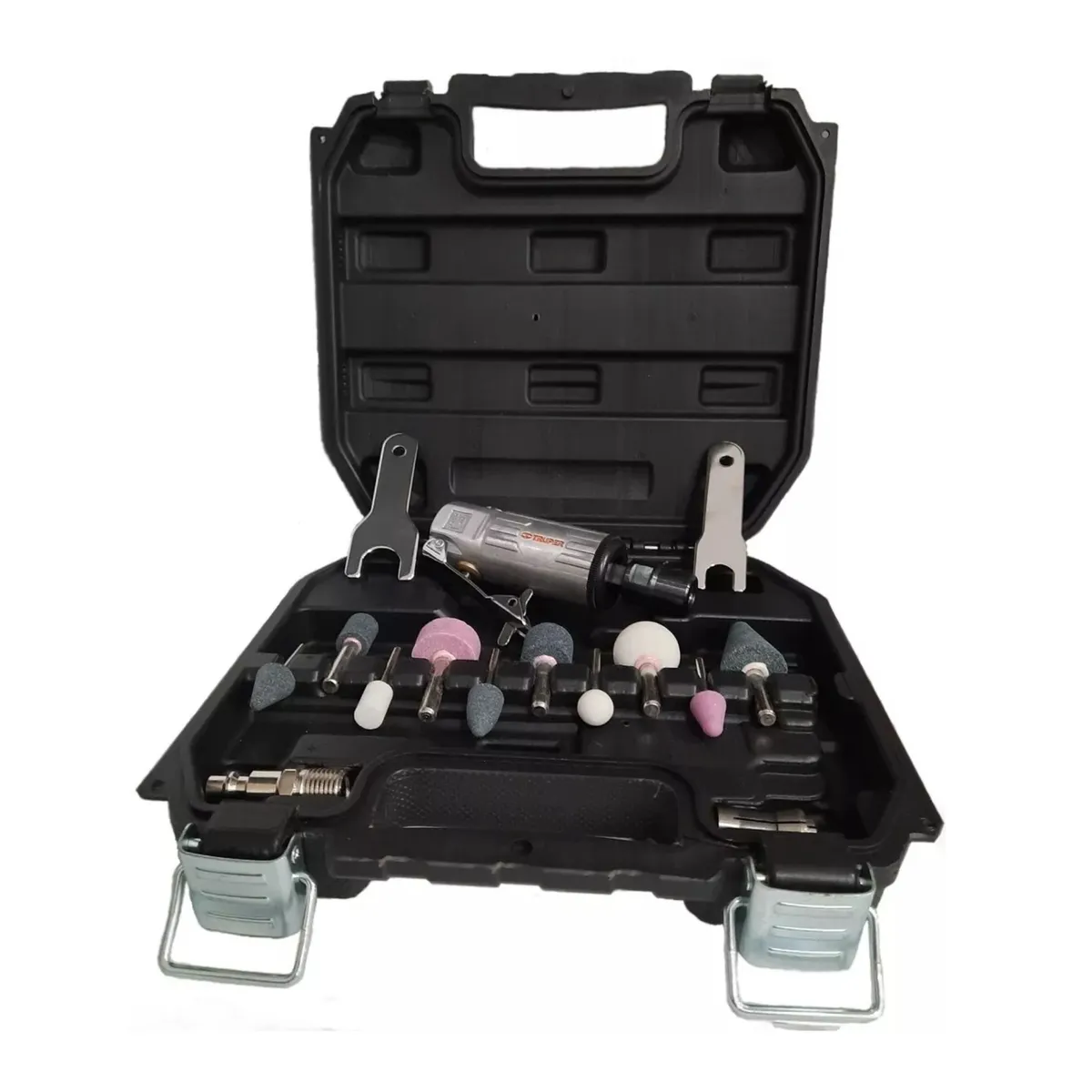 TRUPER - Kit mini esmeriladora neumático, 16 piezas, 1 maletín TRUPER