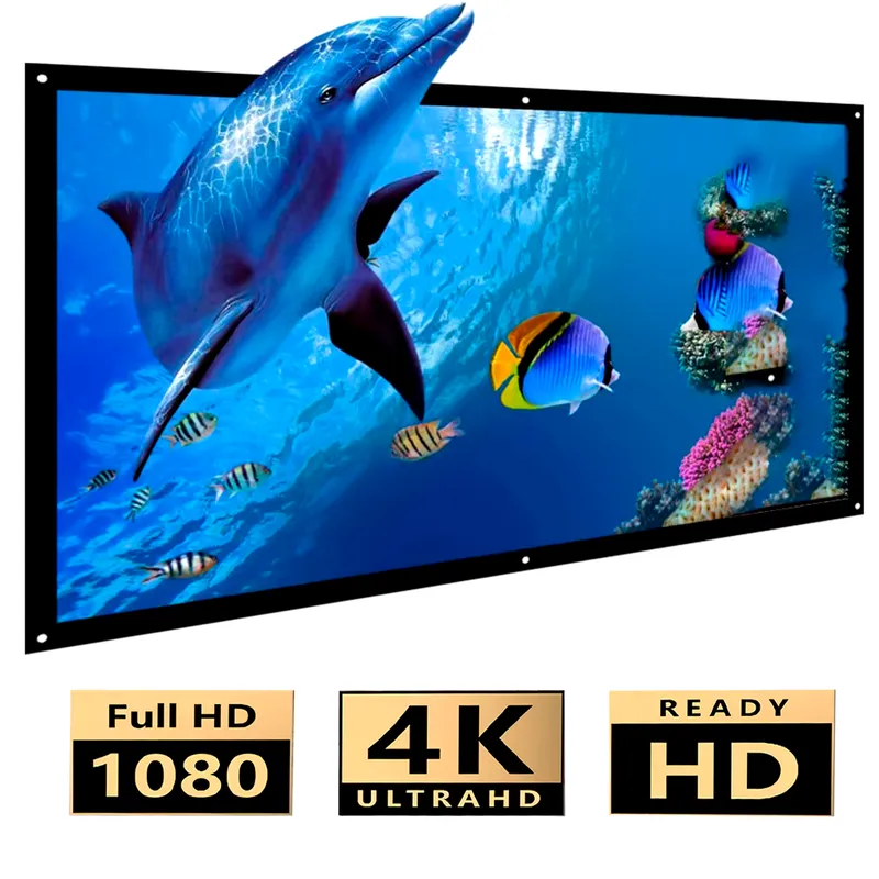 GENERICO - Pantalla Ecran para Proyector 120 Pulgadas de Tela Blanca