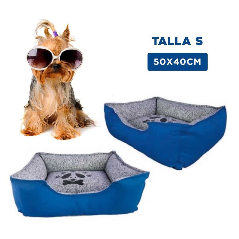 GENERICO - Cama para Gato Rectangular Azul Talla S