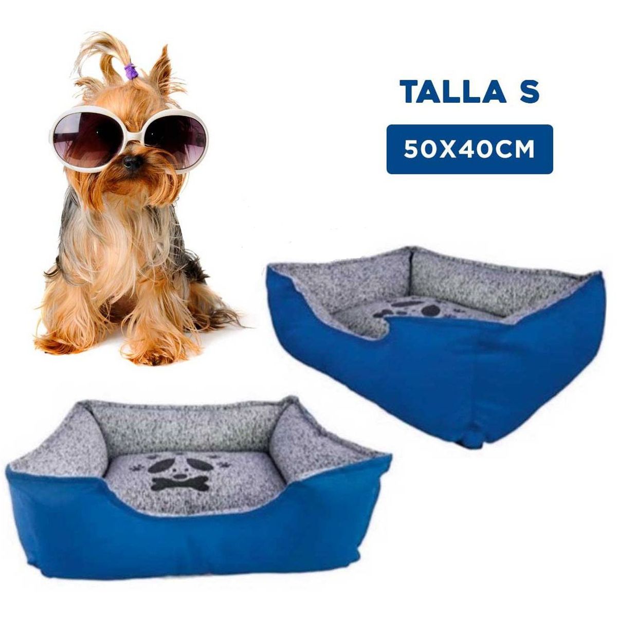 GENERICO - Cama Básica de Invierno Mascota Azul Talla S