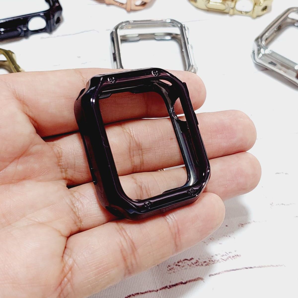 GENERICO - Case Cromado TPU para APPLE WATCH 41mm  40mm  38mm - Negro