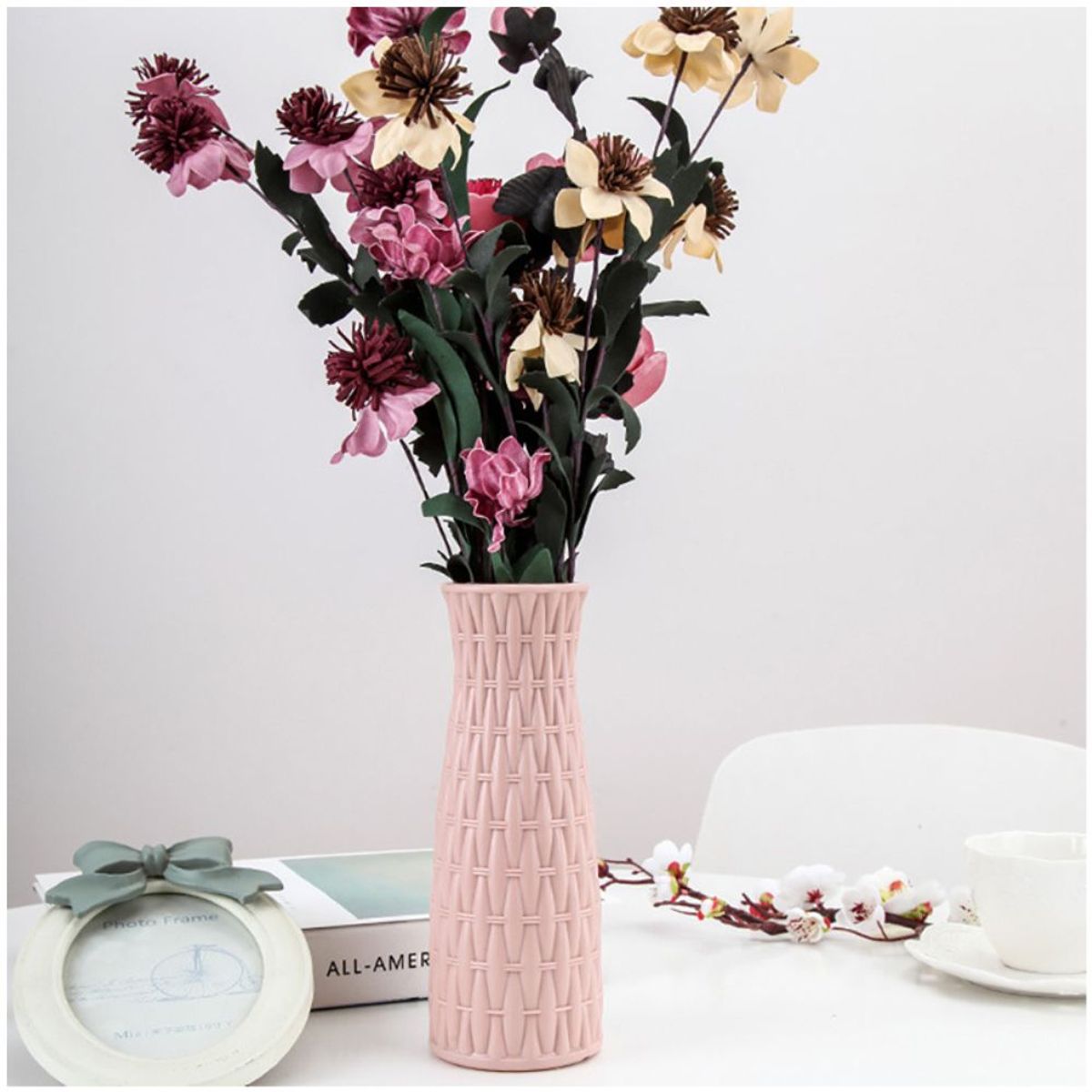 MINARI - Florero Jarrón Maceta Decorativa Adorno Rosado 62V